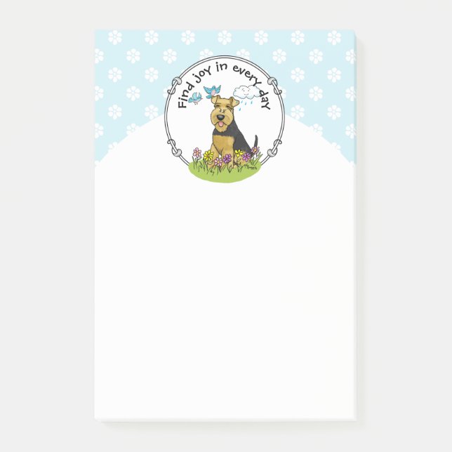 Spring Welsh Terrier Dog mit Blume - Niedlich Post-it Klebezettel (Vorderseite)