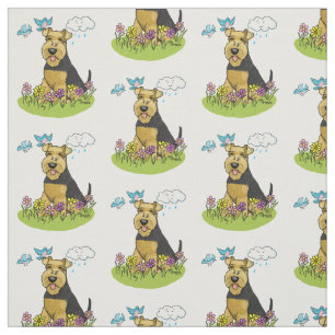 Spring Welsh Terrier Dog mit Blume - Niedlich Stoff