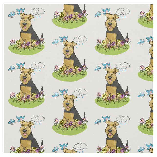 Spring Welsh Terrier Dog mit Blume - Niedlich Stoff (Muster)