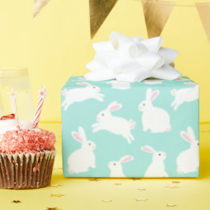 Spring White Bunnies Muster Geschenkpapier