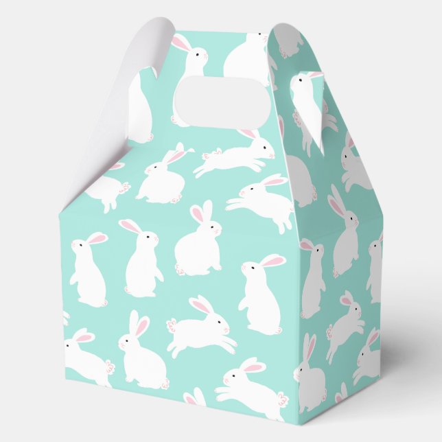 Spring White Bunnies Muster Geschenkschachtel (Vorderseite)