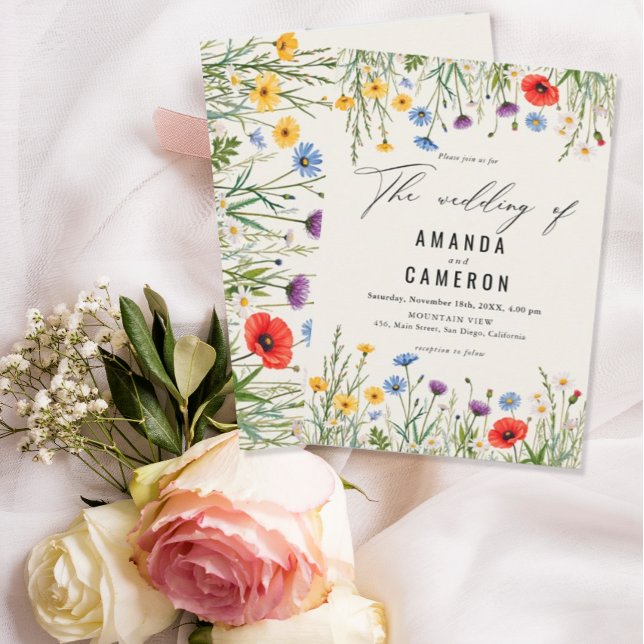 Spring Wild Blume Meadow Wedding Einladung (Von Creator hochgeladen)