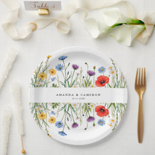 Spring Wild Blume Meadow Wedding Pappteller