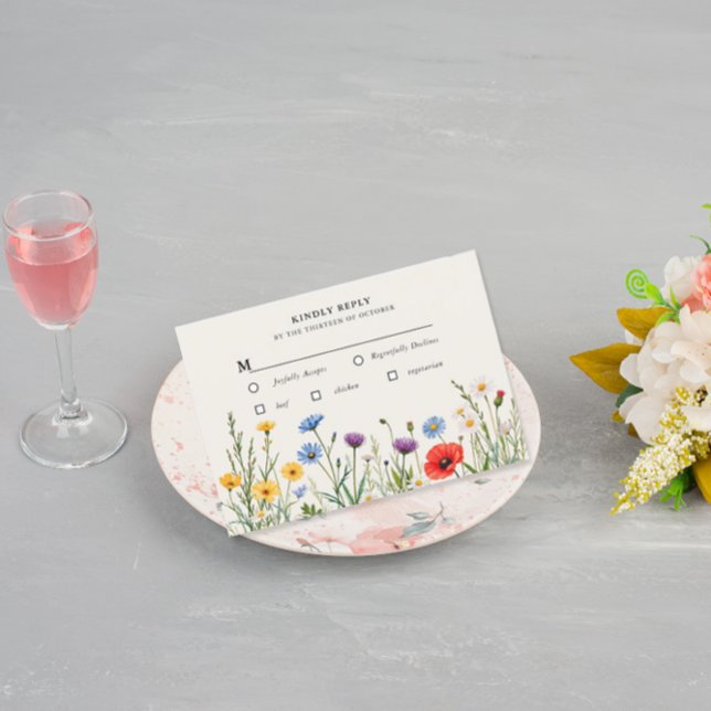 Spring Wild Blume Meadow Wedding RSVP Karte (Von Creator hochgeladen)