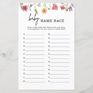Spring Wildblume Baby Shooter Baby Name Race Game