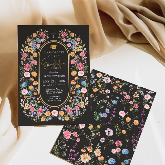 Spring Wildblume Garden Abschluss Chalkboard Einladung (Von Creator hochgeladen)