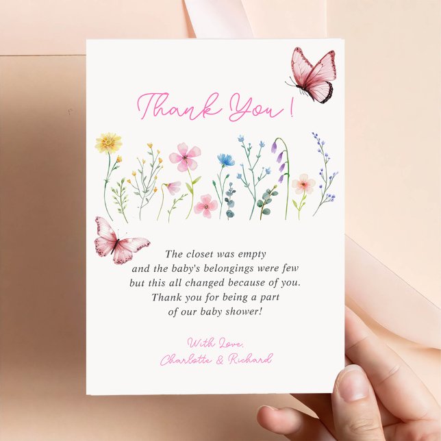 Spring Wildblume Girl Baby Dusche Danke Card Einladung (Von Creator hochgeladen)