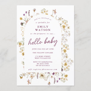 Spring Wildblume Watercolor Custom Hello Baby Einladung