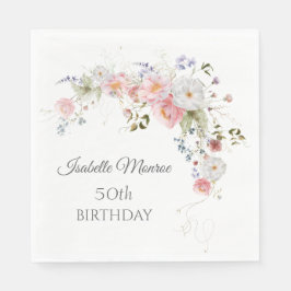 Spring Wildflower 50th Birthday  Serviette
