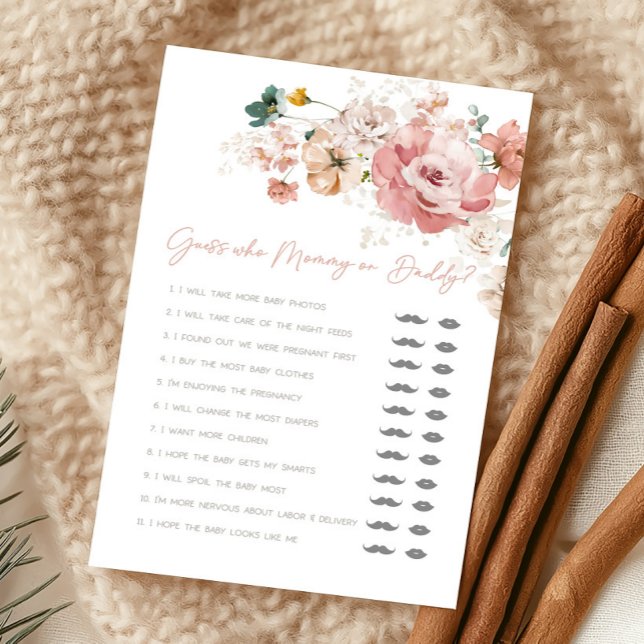 Spring Wildflower Baby Shower Guess Who Game (Wildflower Baby Shower Game)