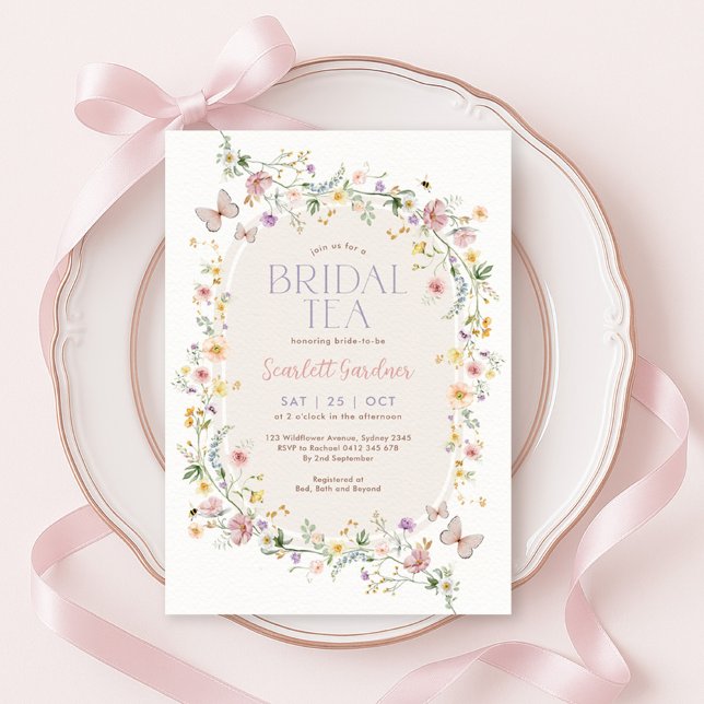 Spring Wildflower Butterfly Bridal Tea Einladung (Von Creator hochgeladen)