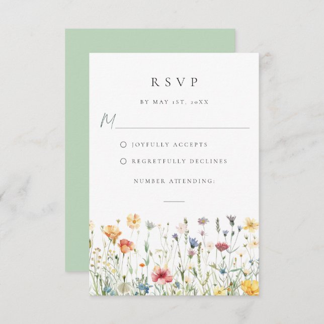 Spring Wildflower Field Wedding RSVP Card (Devant / Derrière)