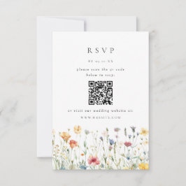 Spring Wildflower QR Code Wedding RSVP Card Karte