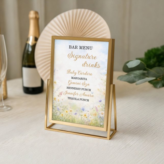 Spring Wildflower Signature Drinks Bar Menu Poster (Von Creator hochgeladen)