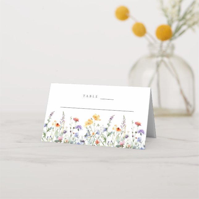 Spring Wildflower Wedding Platzkarte (Vorderseite)