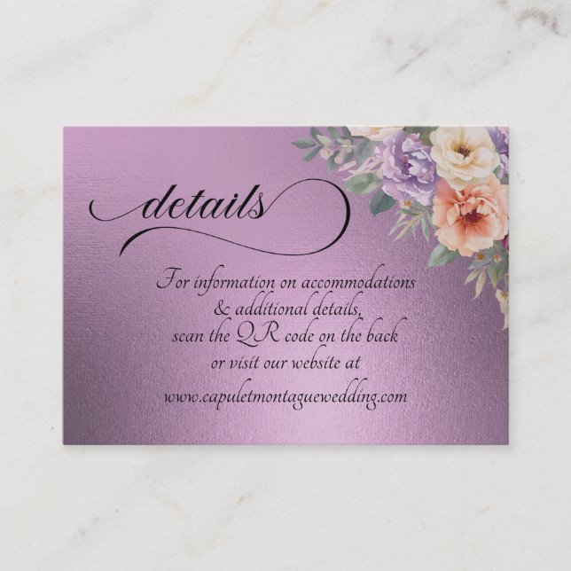 Spring Wildflowers, QR Code - Lavender Begleitkarte (Vorderseite)