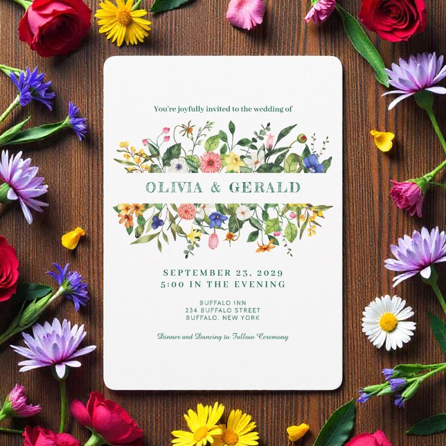 Spring Wildflowers Watercolor Wedding Invitation  Einladung (Von Creator hochgeladen)