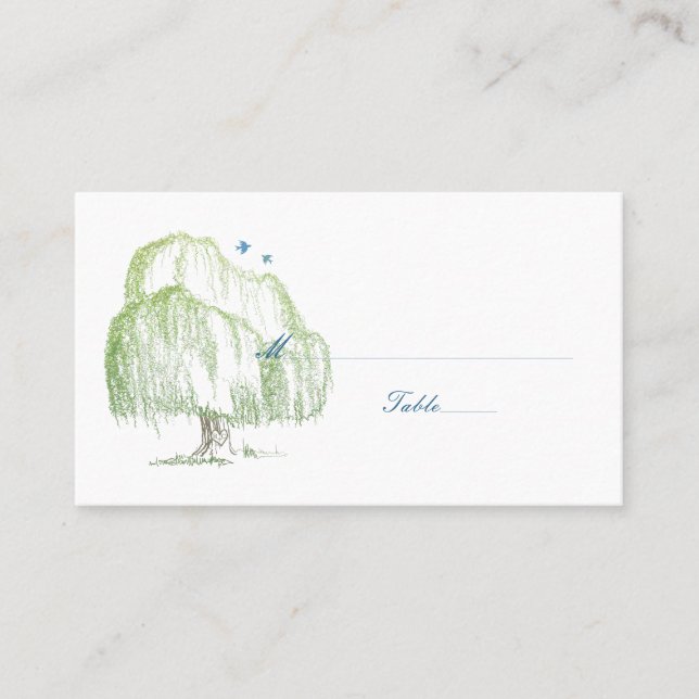 Spring Willow Tree Wedding Place oder Escort Cards Platzkarte (Vorderseite)