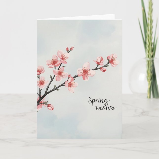 Spring Wishes – Cherry Blossom Greeting Card Karte (Vorderseite)