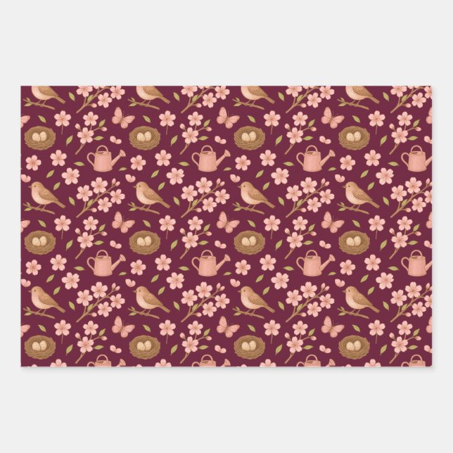 Spring Wrapping Paper Geschenkpapier Set (Vorderseite)