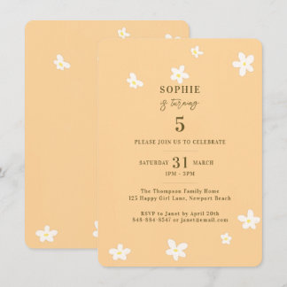Spring Yellow White Daisies Girl Birthday Party Einladung