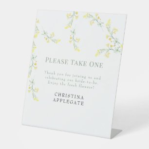 Spring Yellow Wildblume Brautparty Gefallen Sockelschild