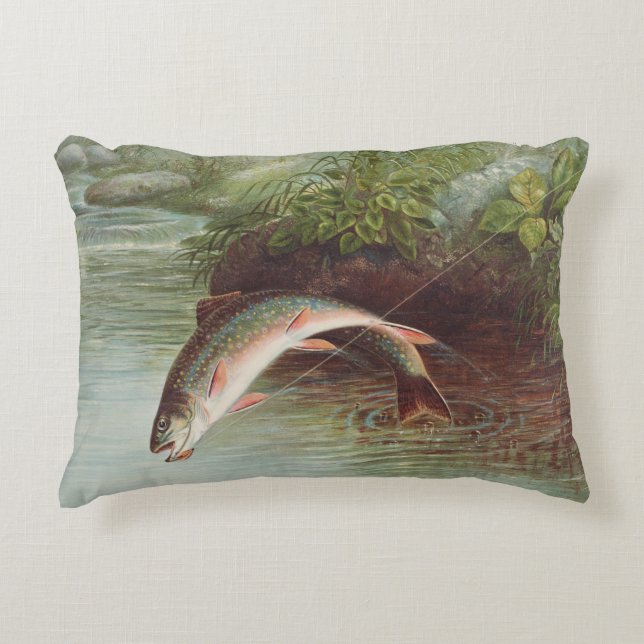 Springbrasse von S.A. Kilbourne Vintager Fisch Dekokissen (Vorderseite)