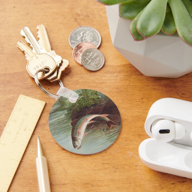 Springbrasse von S.A. Kilbourne Vintager Fisch Schlüsselanhänger (Schreibtisch)