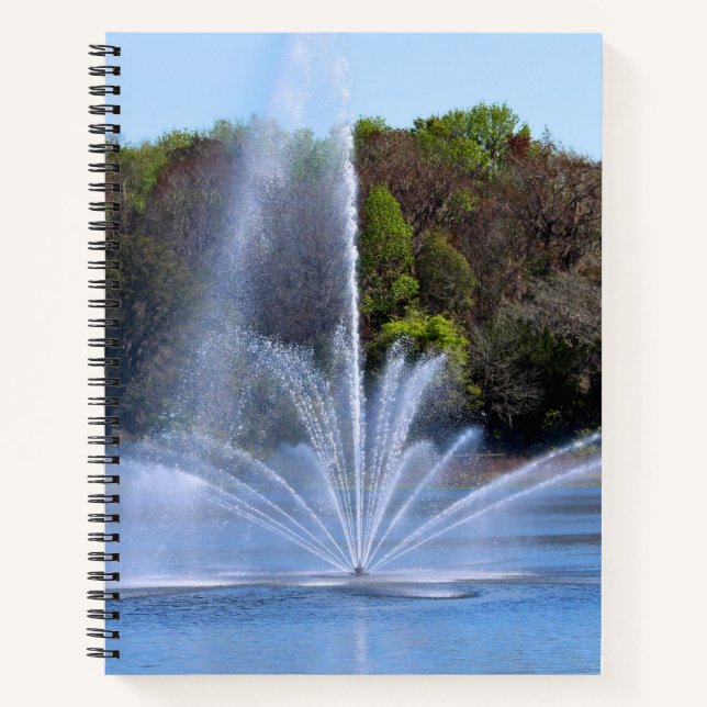 Springbrunnen an einem Teich Notizbuch (Vorderseite)