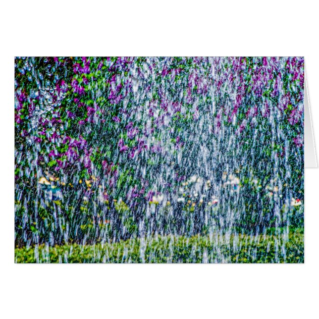 Springbrunnen und lila Blume (Vorderseite (Horizontal))