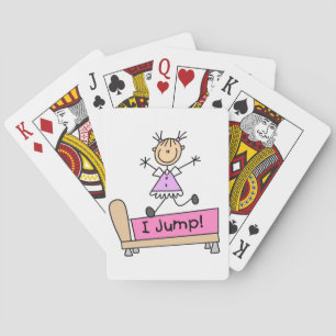 Springen auf das Strichmännchen-Girl Spielkarten