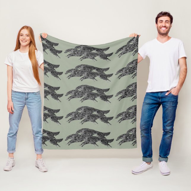 Springen der Borzoi-Fleece-Decke Fleecedecke (Beispiel)