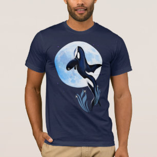 Springen der Orca-und Mond-Shirts T-Shirt