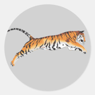 Springen des Tigers Runder Aufkleber