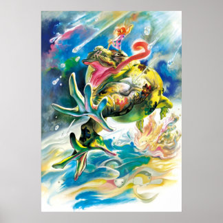 Springen in den regnerischen Tag Poster