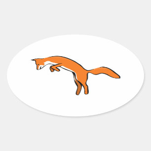 Springen roten Fox Ovaler Aufkleber