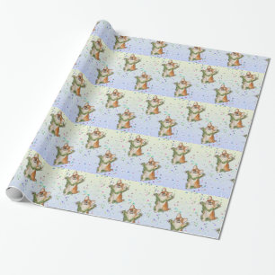 Springen Sie für Freudecorgi-Packpapier Geschenkpapier