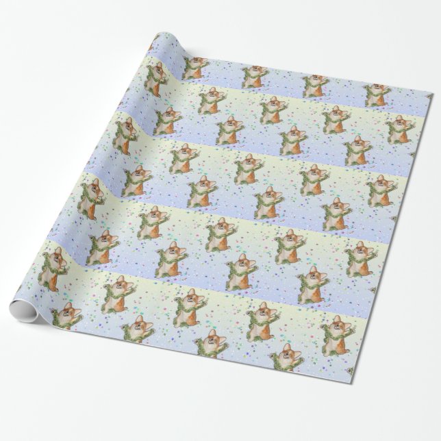 Springen Sie für Freudecorgi-Packpapier Geschenkpapier (Ungerollt)