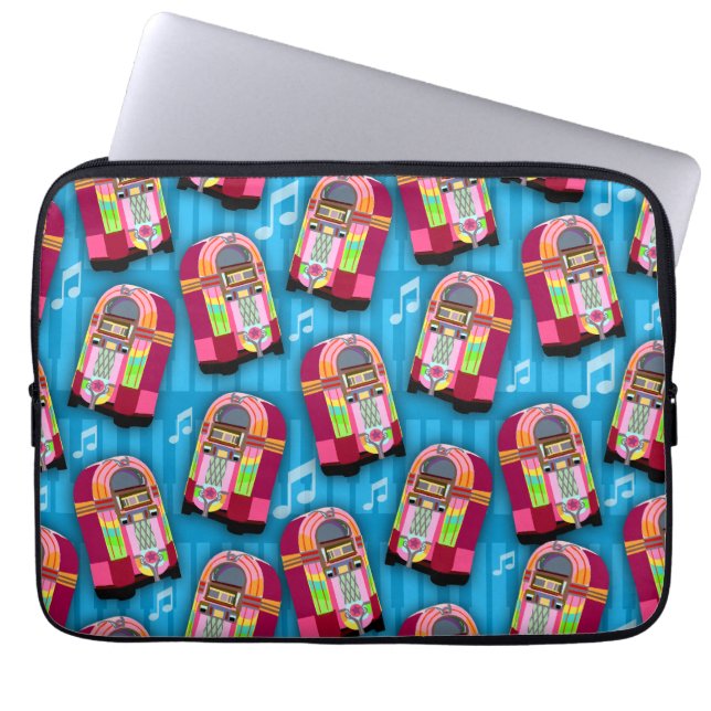 Springen Sie Sprungs-Neon-Musikautomaten Laptopschutzhülle (Vorderseite)