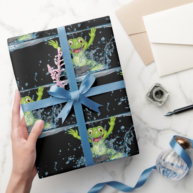 Springen von Fröschen in Wasserschrott Geschenkpapier (Schenken)