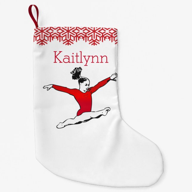 Springen von Gymnast-Weihnachten mit Monogramm Kleiner Weihnachtsstrumpf (Vorderseite)