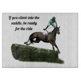 Springen von Horse Jockey im Grünen Cutting Board Schneidebrett