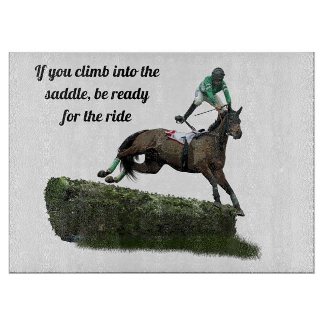 Springen von Horse Jockey im Grünen Cutting Board Schneidebrett (Vorderseite)