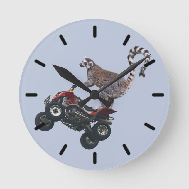 Springen von Lemur-Uhr 2 Runde Wanduhr (Vorderseite)