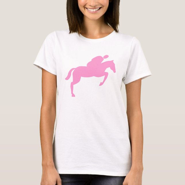 Springen von Pferden - Rosa T-Shirt (Vorderseite)