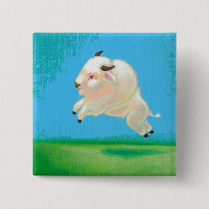 Springenbisonmalerei des weißen Büffelkunstspaß Button