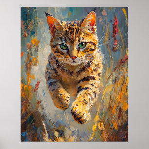 Springende Bengal-Katze Kunst Poster