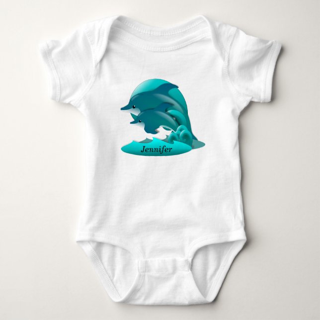 Springende Delfine Baby Strampler (Vorderseite)