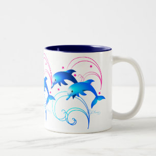 Springende Delfine Zweifarbige Tasse
