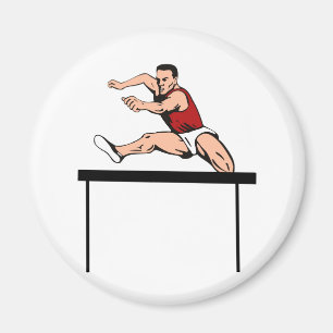 springende Hürde des Leichtathleten Magnet